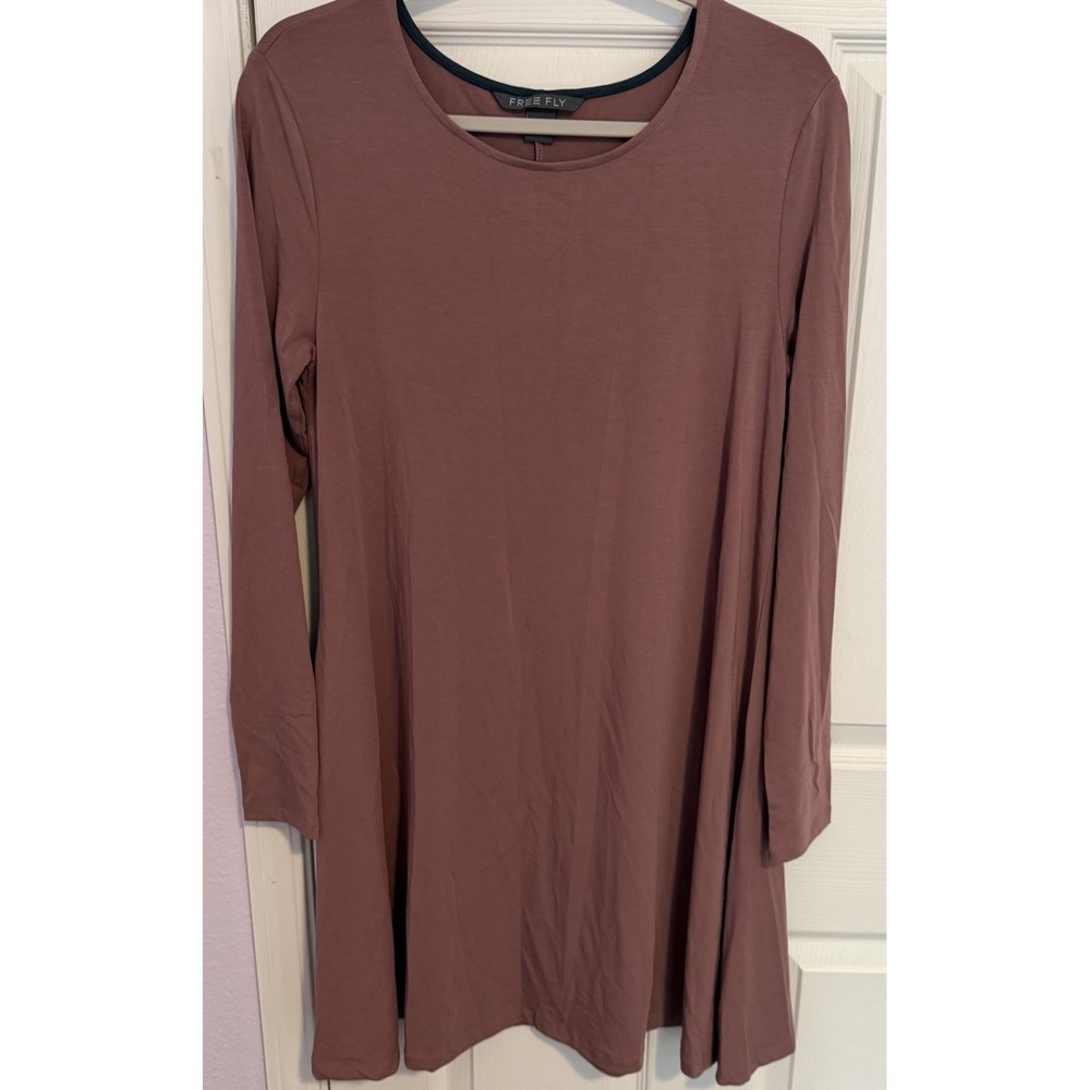 Free Fly Women's Dress Sz Large Bamboo Journey All Day Mauve Long Sleeve Jersey